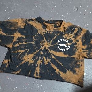 Women Tie-Dye Black and Brown Crop Top